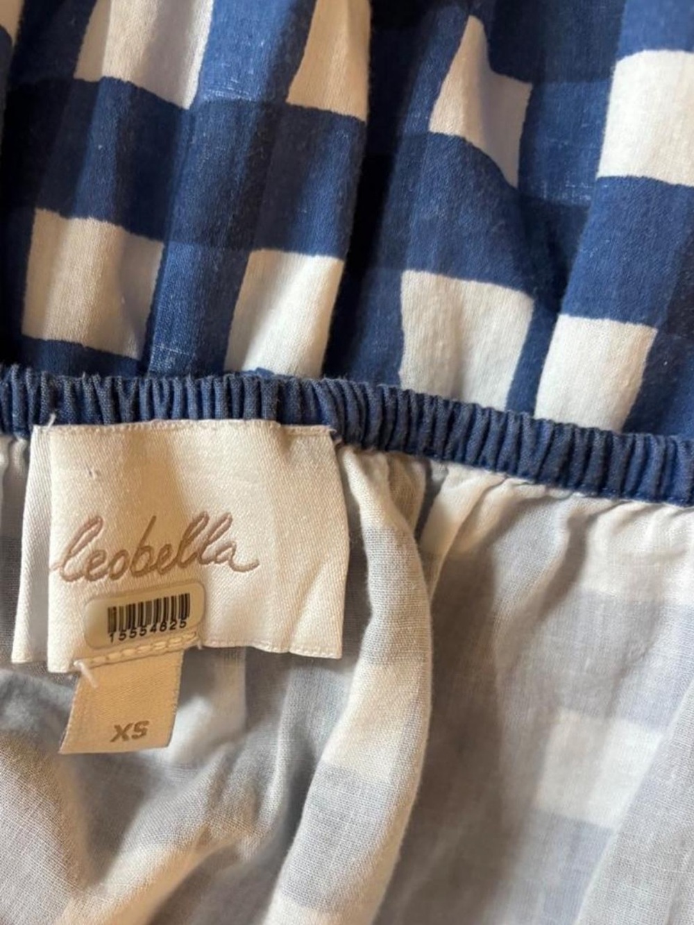 SOLD | Blue and White Gingham Sundress with Ruffle Hem - Picture 3 of 4